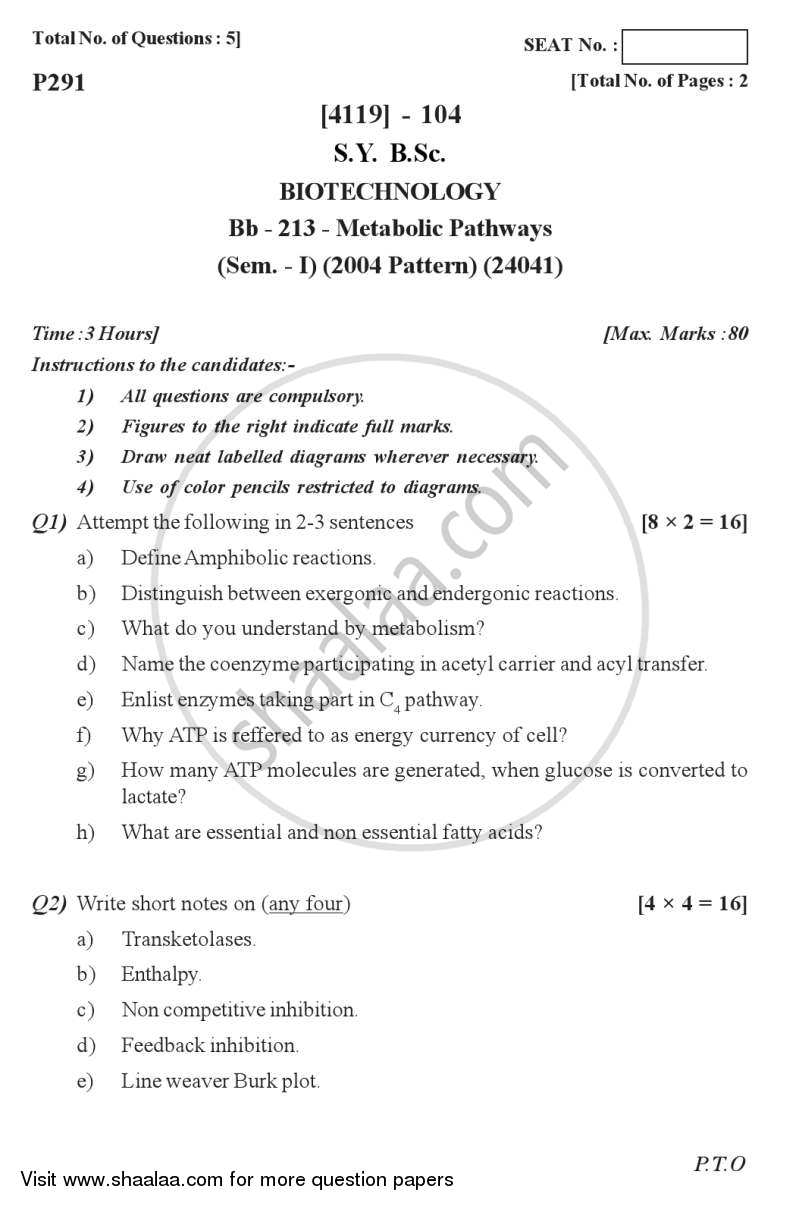 Metabolic Pathways 2012-2013 B.Sc Biotechnology Semester 3 (SYBSc ...