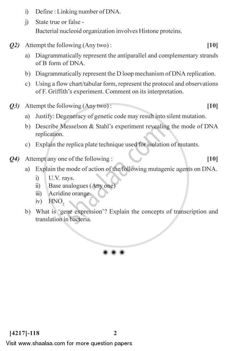 Microbial Genetics 2012-2013 - B.Sc. - Semester 3 (SYBSc) - University of Pune question paper with PDF download