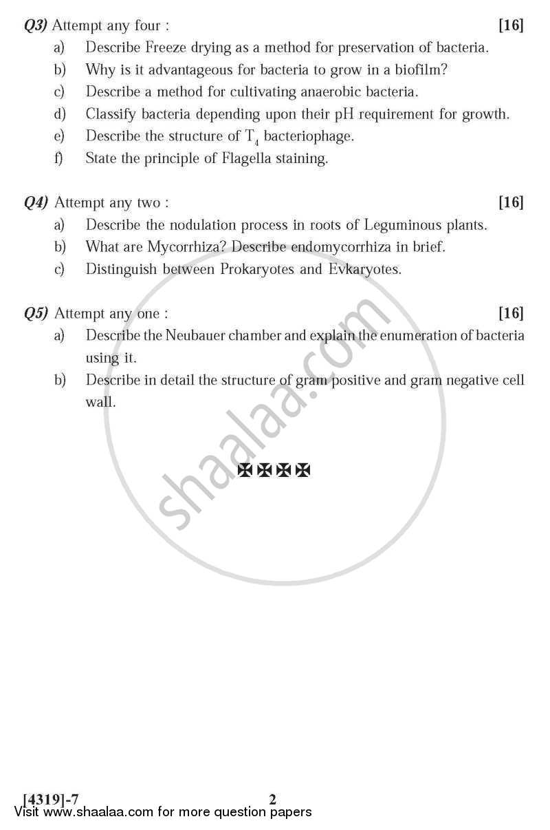 Microbiology 2013-2014 - B.Sc. - Semester 2 (FYBSc) - University of Pune question paper with PDF download