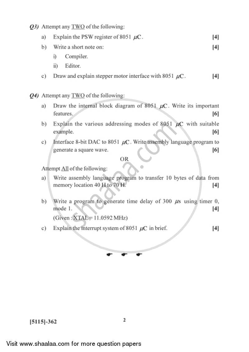 Microcontrollers 2016-2017 - B.Sc. - Semester 5 (TYBSc) - University of Pune question paper with PDF download