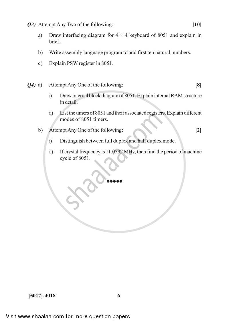 Microcontrollers 2016-2017 - B.Sc. - Semester 6 (TYBSc) - University of Pune question paper with PDF download