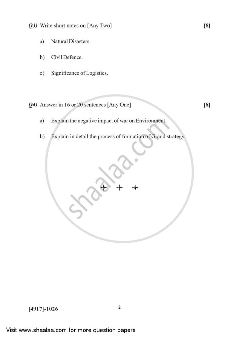 Military Geography 2015-2016 - B.Sc. - Semester 3 (SYBSc) - University of Pune question paper with PDF download