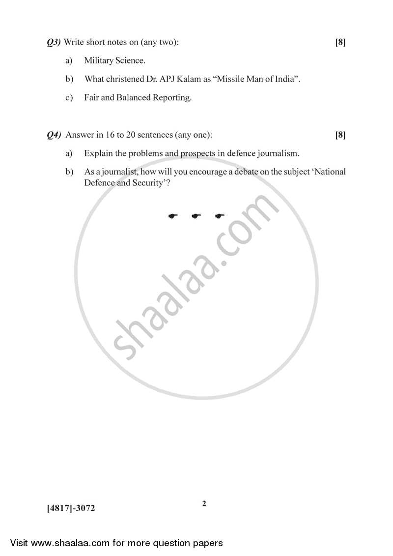 Military and Media 2015-2016 - B.Sc. - Semester 5 (TYBSc) - University of Pune question paper with PDF download