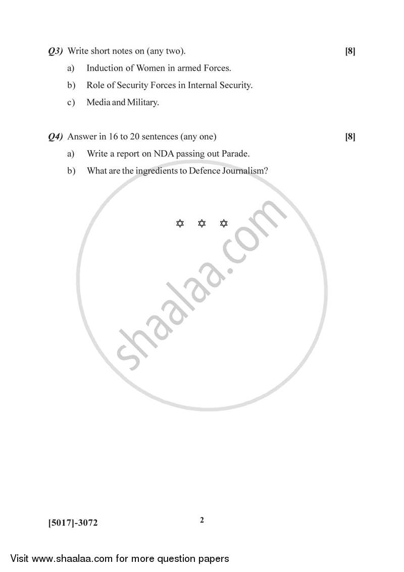 Military and Media 2016-2017 - B.Sc. - Semester 5 (TYBSc) - University of Pune question paper with PDF download