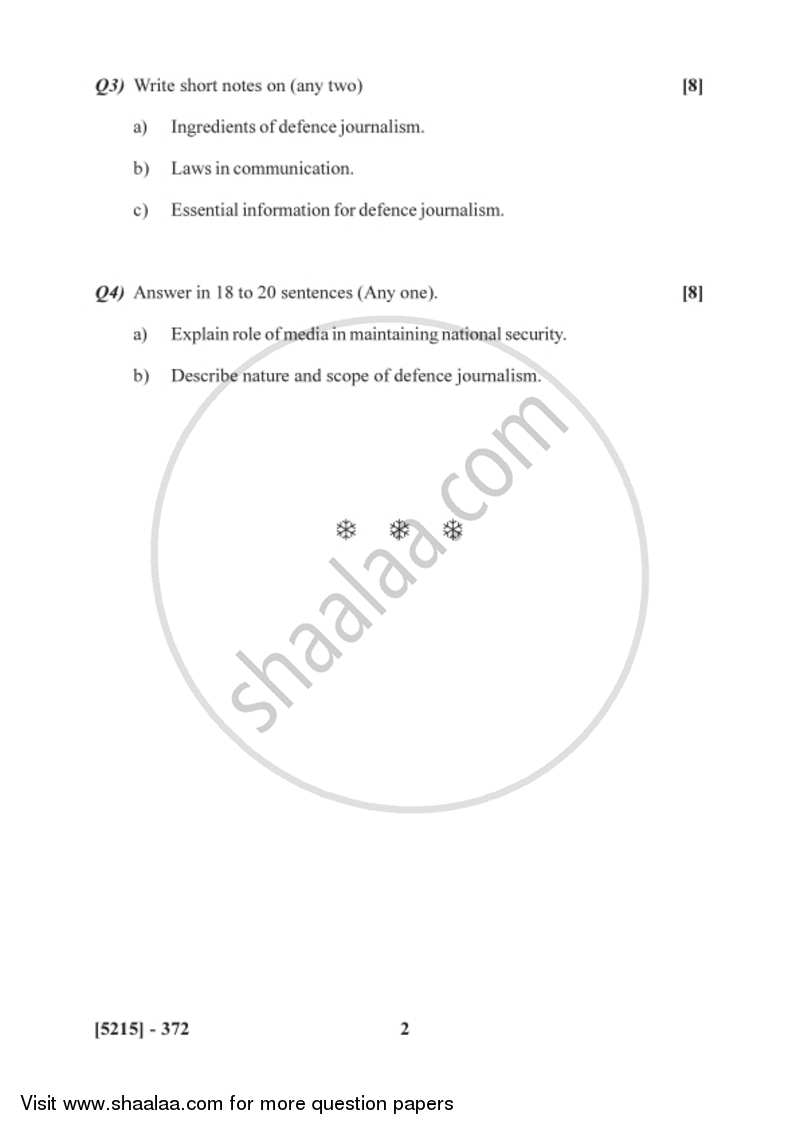 Military and Media 2017-2018 - B.Sc. - Semester 5 (TYBSc) - University of Pune question paper with PDF download