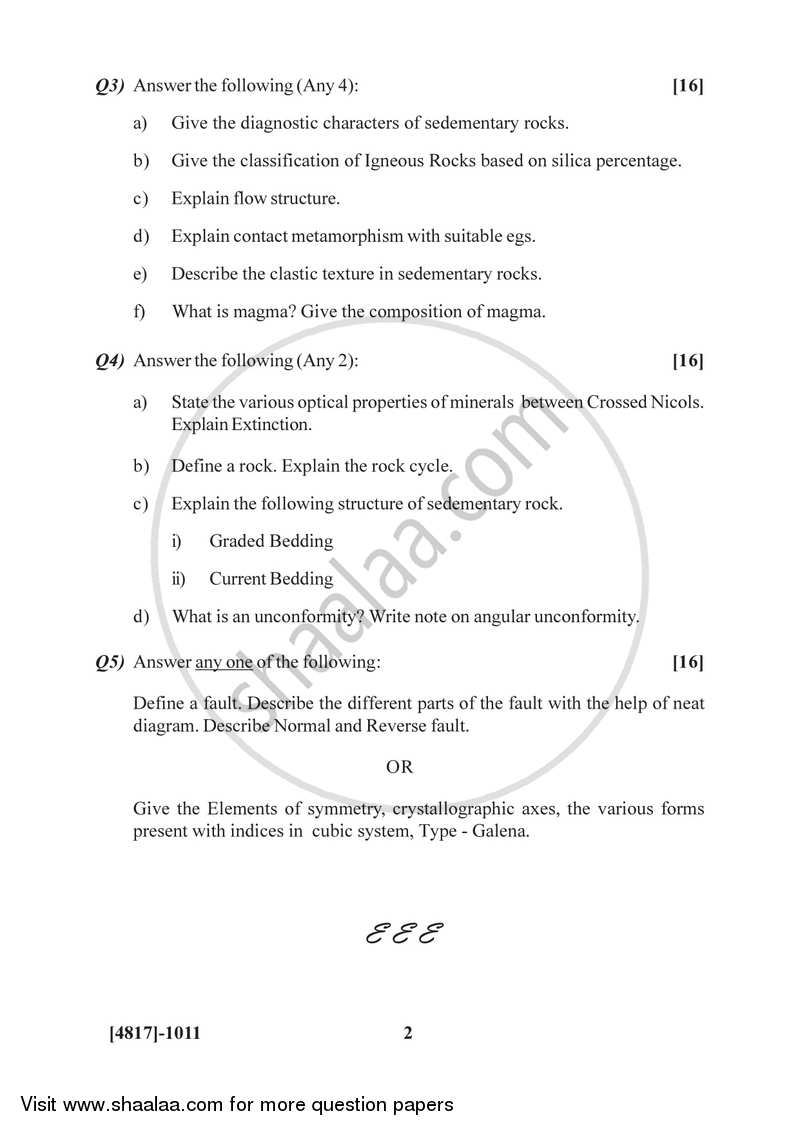 Mineralogy and Petrology 2015-2016 - B.Sc. - Semester 2 (FYBSc) - University of Pune question paper with PDF download