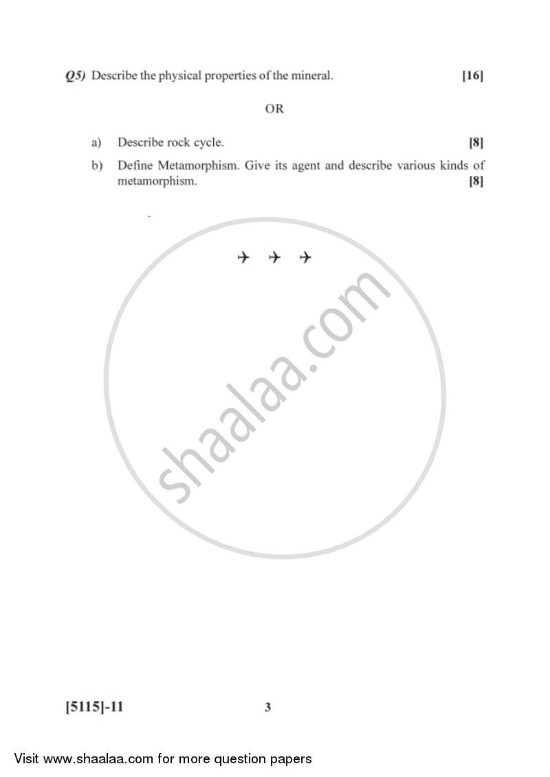 Mineralogy and Petrology 2016-2017 - B.Sc. - Semester 2 (FYBSc) - University of Pune question paper with PDF download