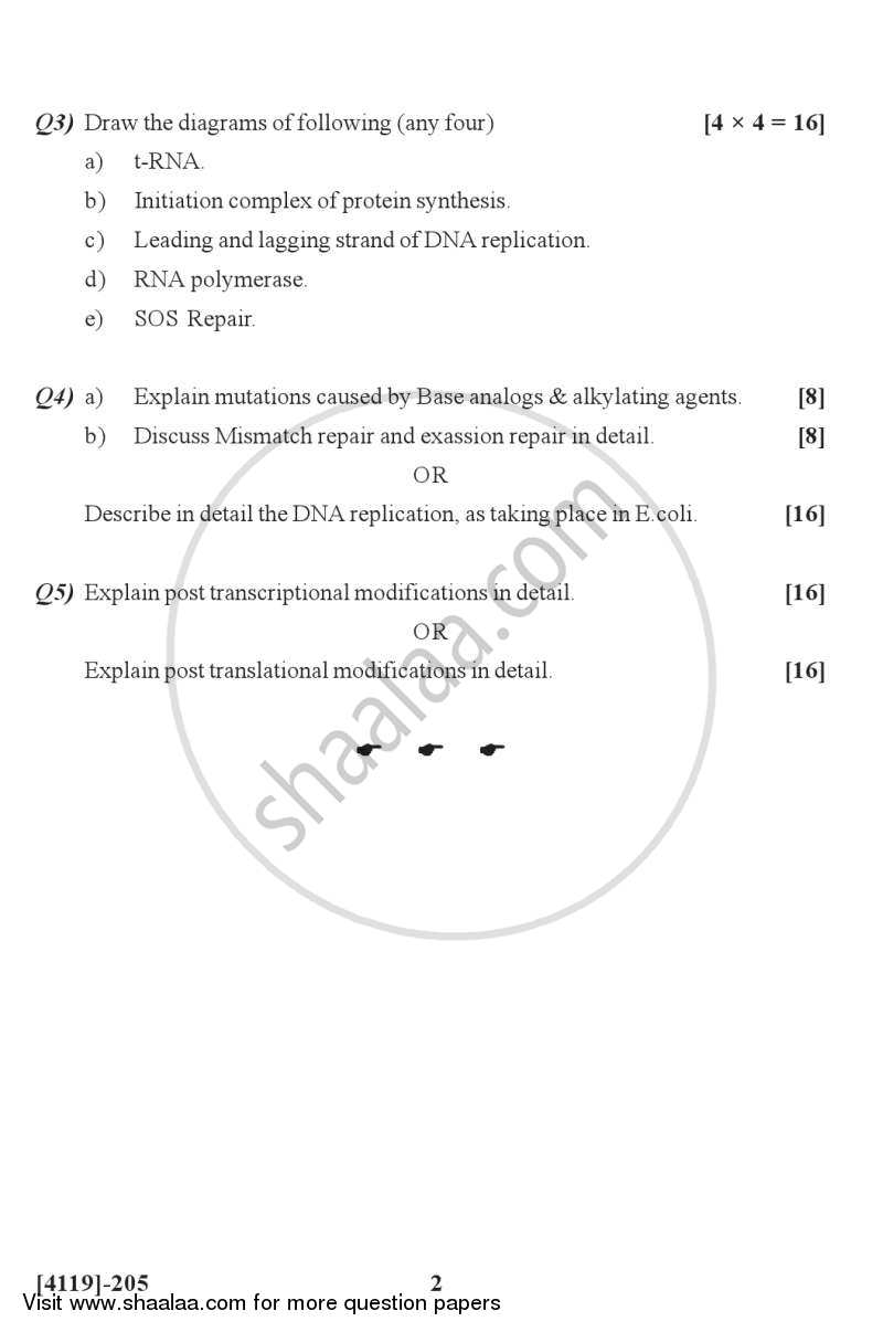 Molecular Biology 2012-2013 - B.Sc. - Semester 4 (SYBSc) - University of Pune question paper with PDF download