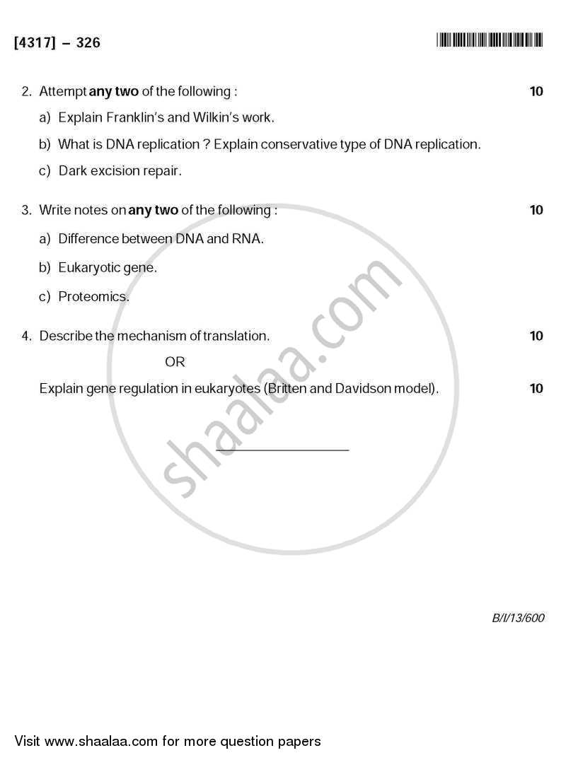 Molecular Biology 2013-2014 - B.Sc. - Semester 5 (TYBSc) - University of Pune question paper with PDF download
