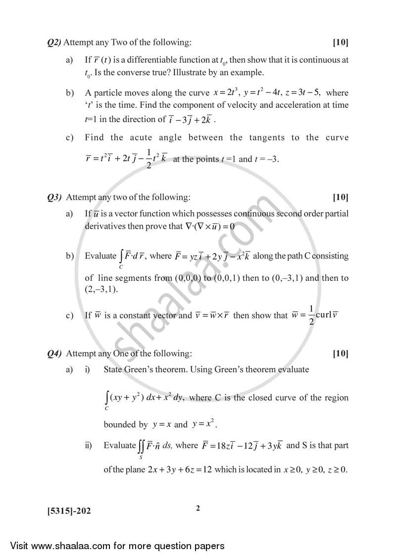 Multivariable Calculus 2 2017-2018 - B.Sc. - Semester 4 (SYBSc) - University of Pune question paper with PDF download
