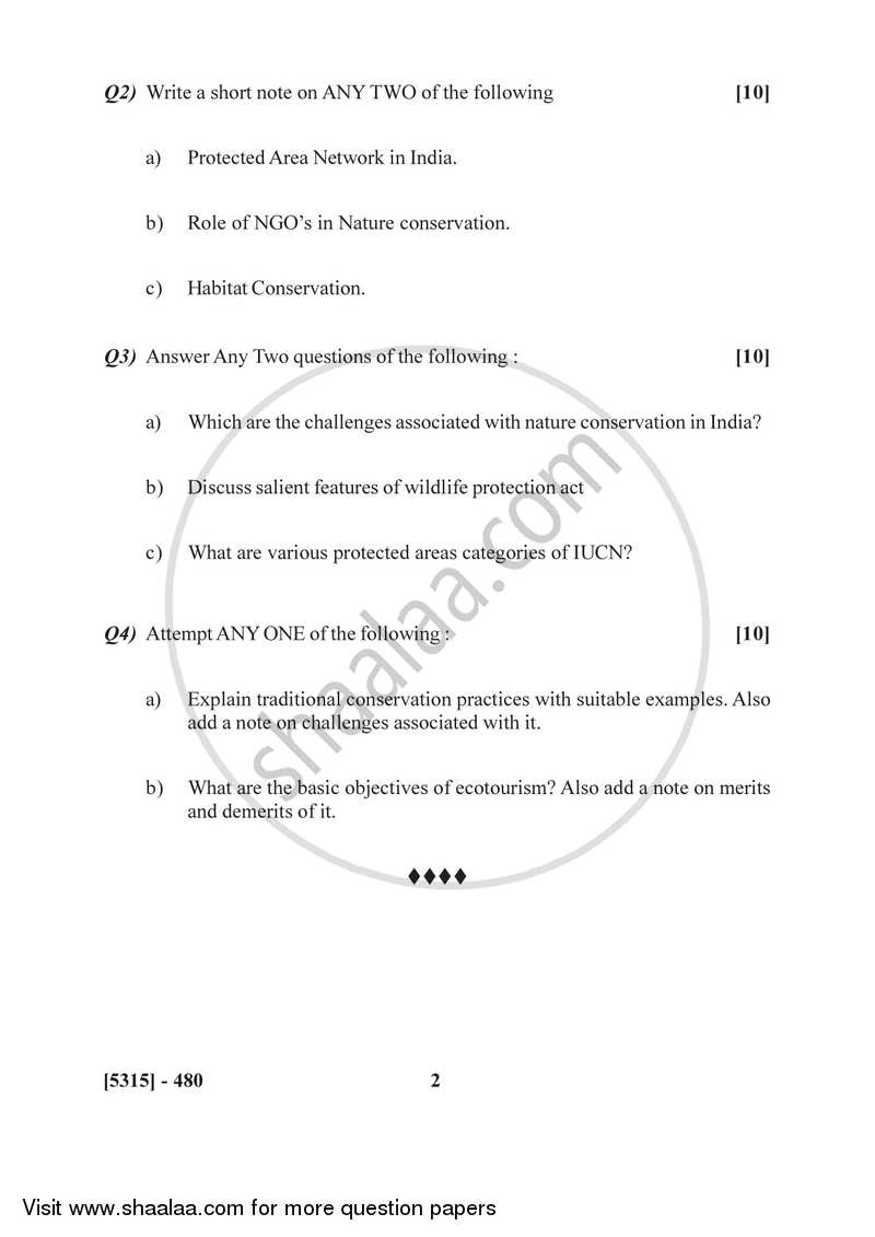 Nature Conservation 2017-2018 - B.Sc. - Semester 6 (TYBSc) - University of Pune question paper with PDF download