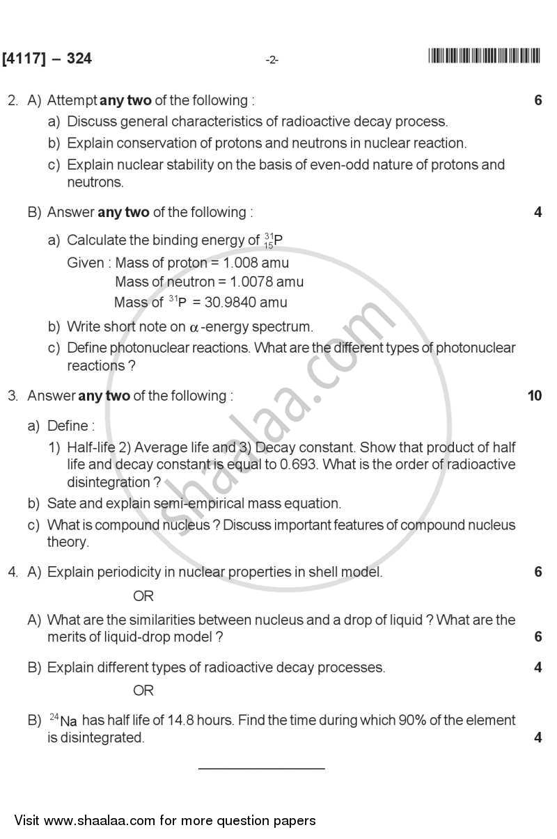 Nuclear Chemistry 2012-2013 - B.Sc. - Semester 5 (TYBSc) - University of Pune question paper with PDF download