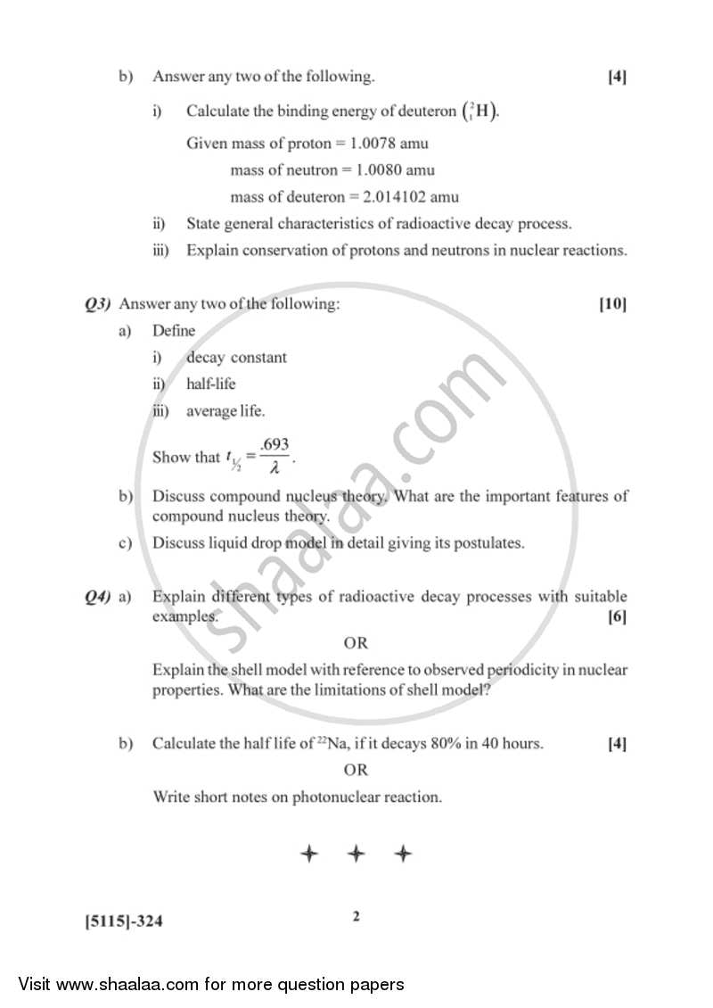 Nuclear Chemistry 2016-2017 - B.Sc. - Semester 5 (TYBSc) - University of Pune question paper with PDF download