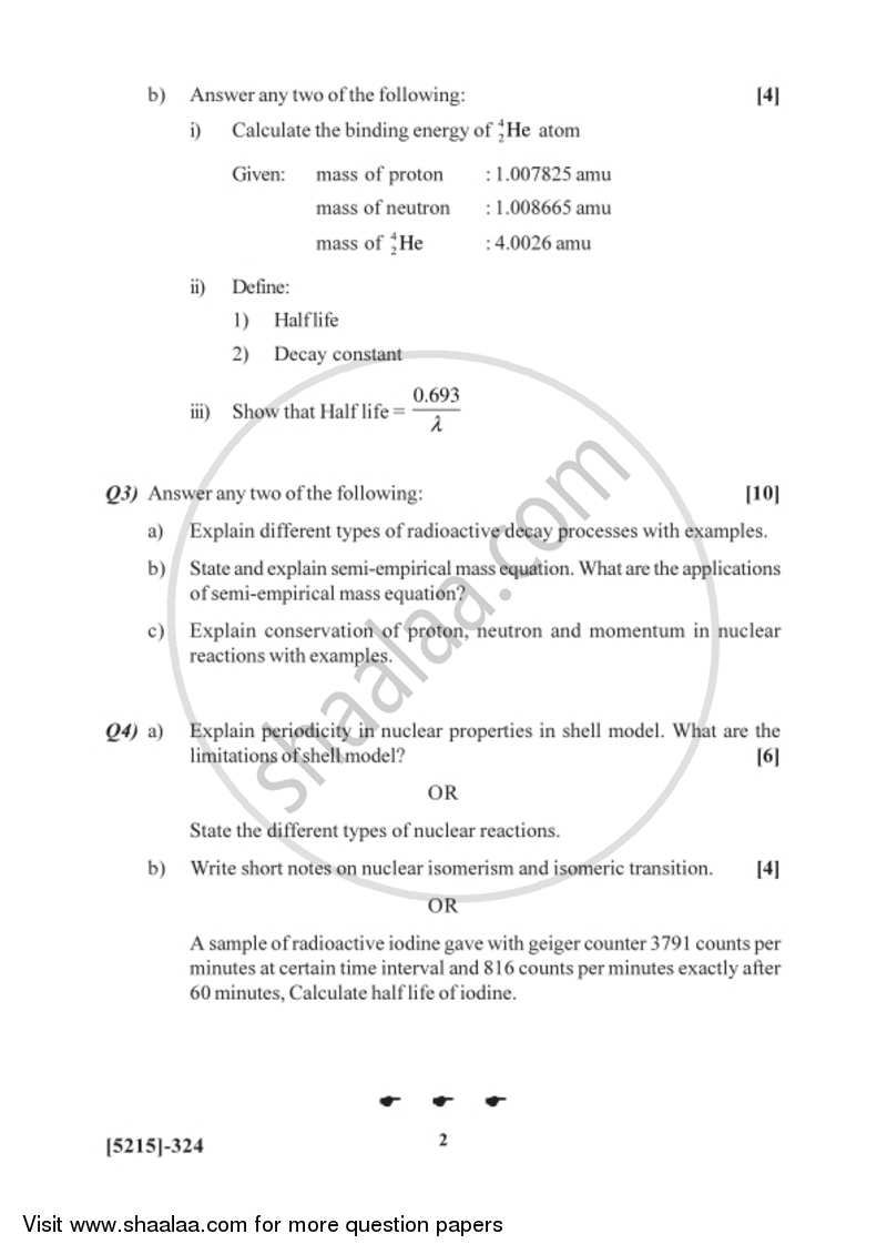 Nuclear Chemistry 2017-2018 - B.Sc. - Semester 5 (TYBSc) - University of Pune question paper with PDF download