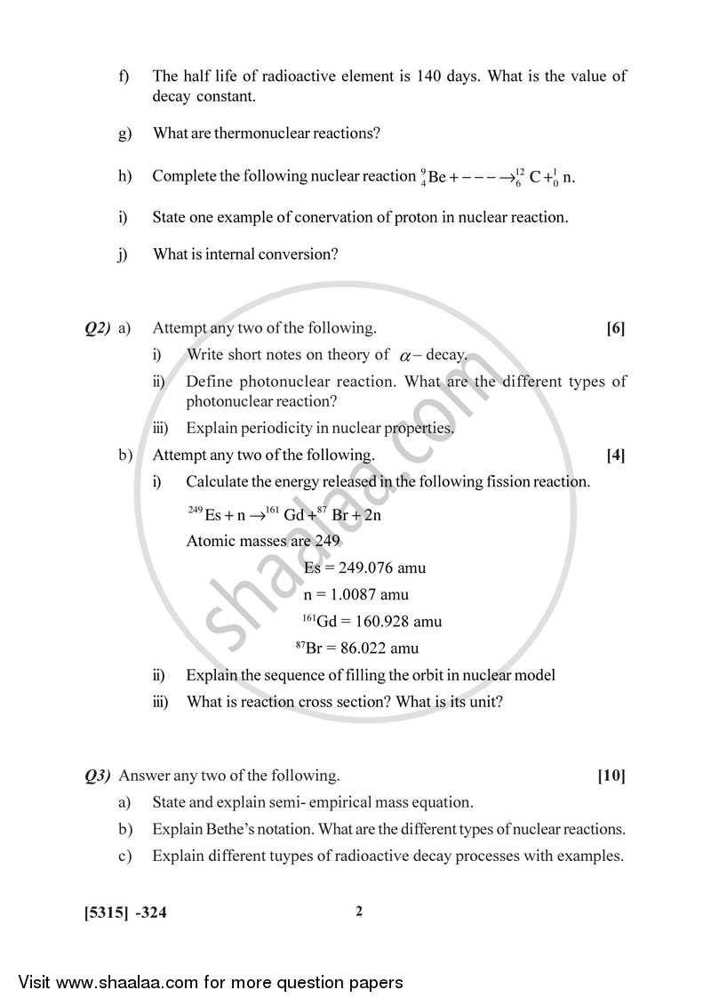 Nuclear Chemistry 2017-2018 - B.Sc. - Semester 5 (TYBSc) - University of Pune question paper with PDF download
