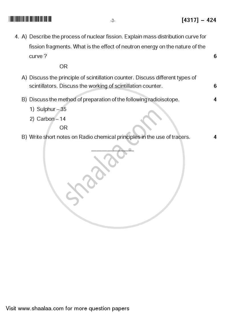 Nuclear Chemistry 2013-2014 - B.Sc. - Semester 6 (TYBSc) - University of Pune question paper with PDF download