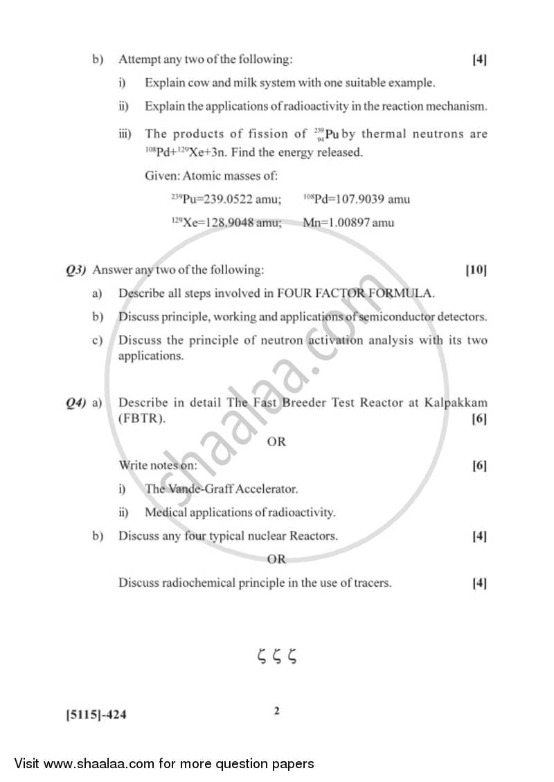 Nuclear Chemistry 2016-2017 - B.Sc. - Semester 6 (TYBSc) - University of Pune question paper with PDF download