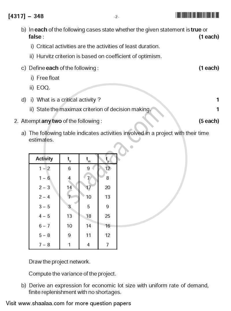 Operations Management 2013-2014 - B.Sc. - Semester 5 (TYBSc) - University of Pune question paper with PDF download