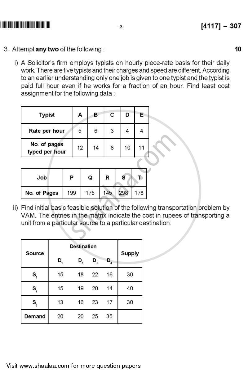 Operations Research 2012-2013 - B.Sc. - Semester 5 (TYBSc) - University of Pune question paper with PDF download