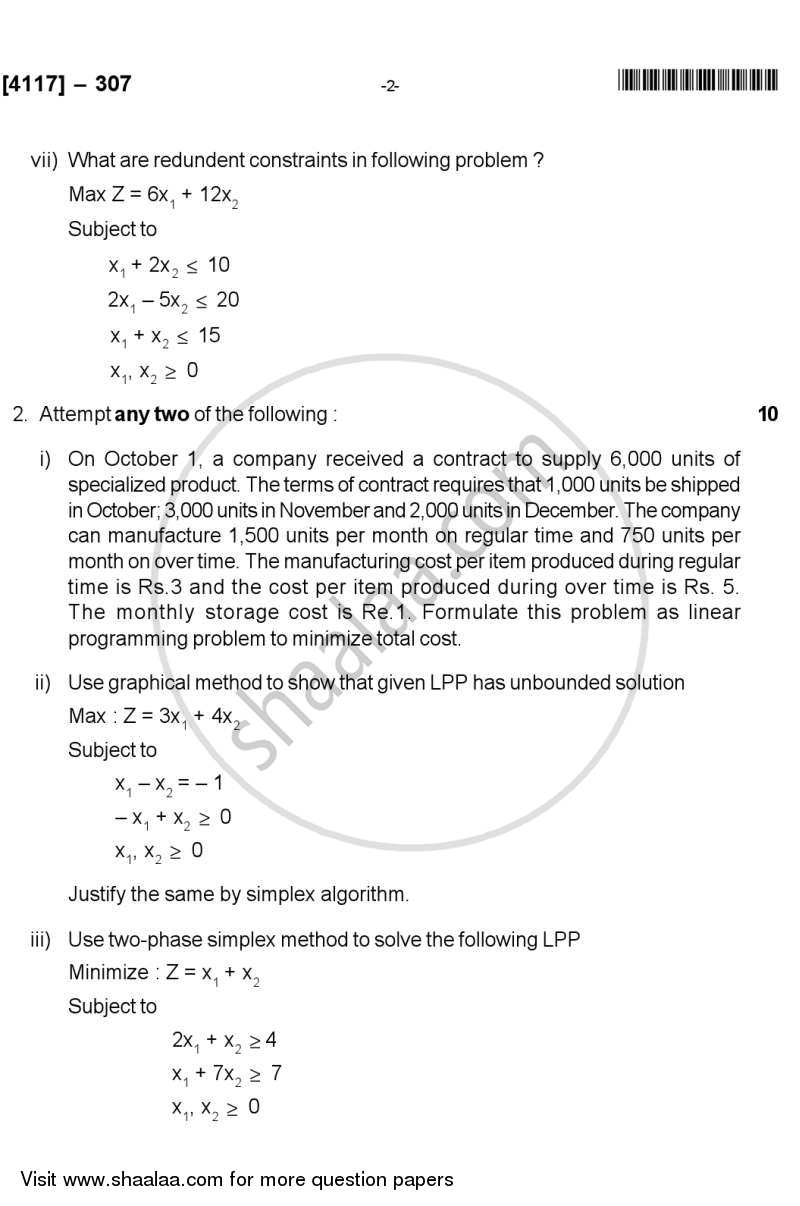 Operations Research 2012-2013 - B.Sc. - Semester 5 (TYBSc) - University of Pune question paper with PDF download