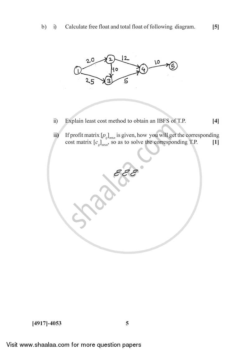 Operations Research 2015-2016 - B.Sc. - Semester 6 (TYBSc) - University of Pune question paper with PDF download