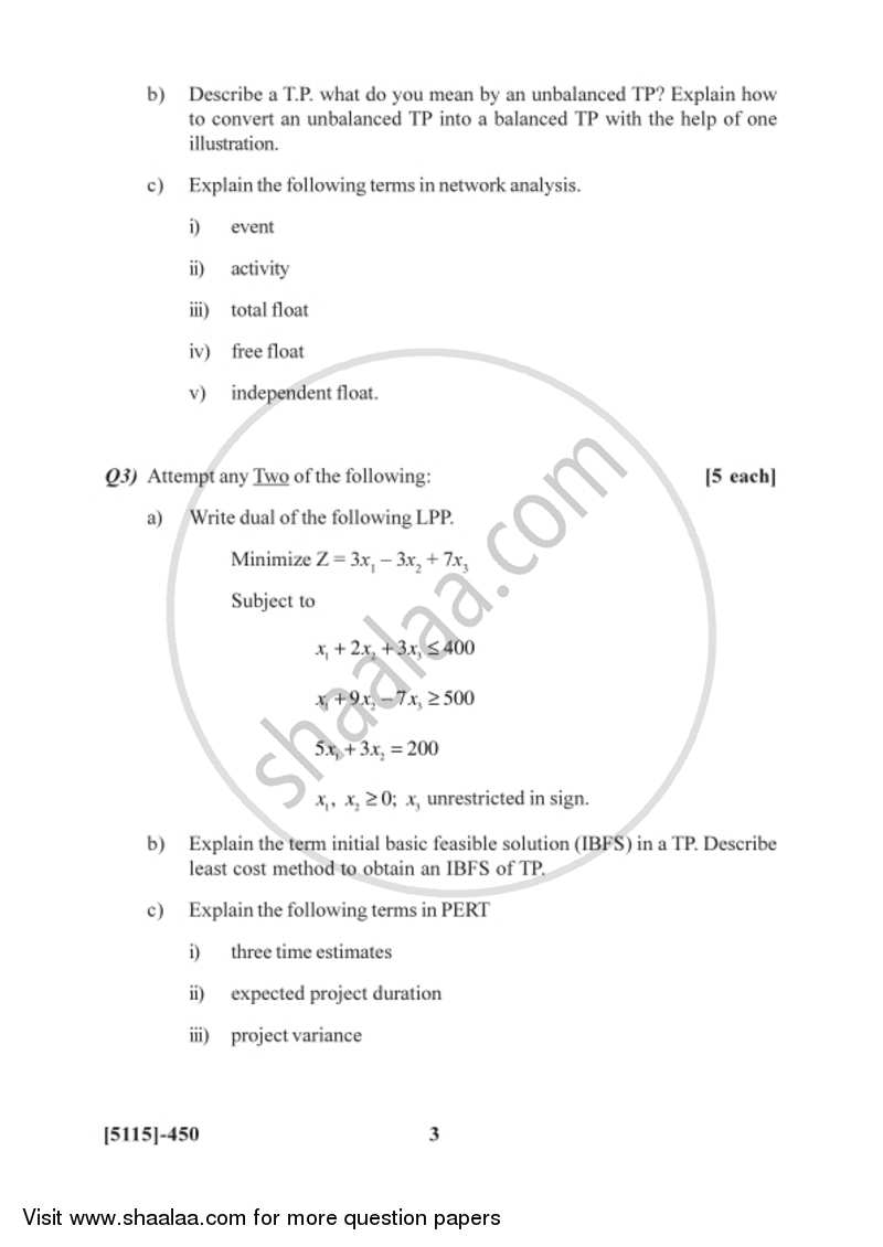 Operations Research 2016-2017 - B.Sc. - Semester 6 (TYBSc) - University of Pune question paper with PDF download