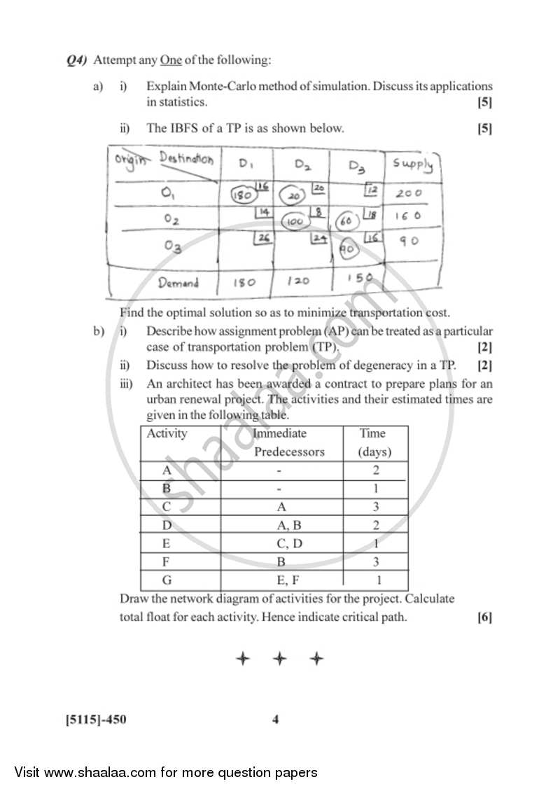 Operations Research 2016-2017 - B.Sc. - Semester 6 (TYBSc) - University of Pune question paper with PDF download
