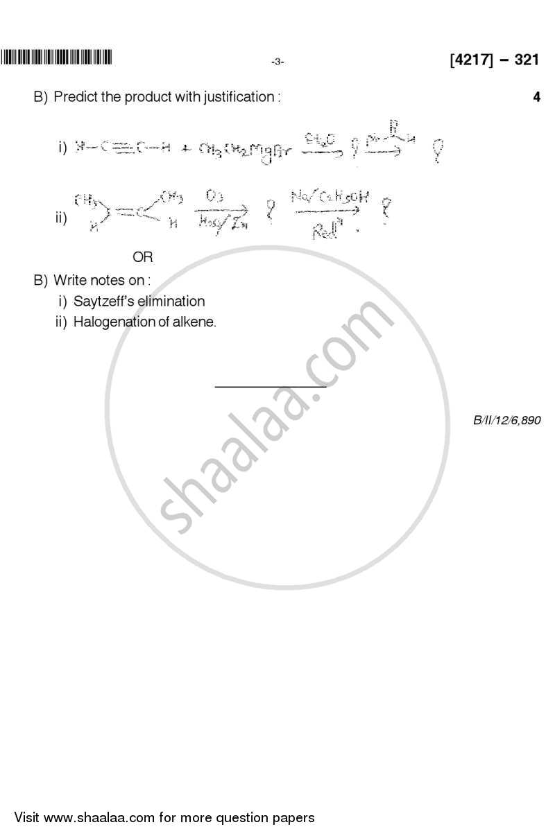 Organic Chemistry 2012-2013 - B.Sc. - Semester 5 (TYBSc) - University of Pune question paper with PDF download