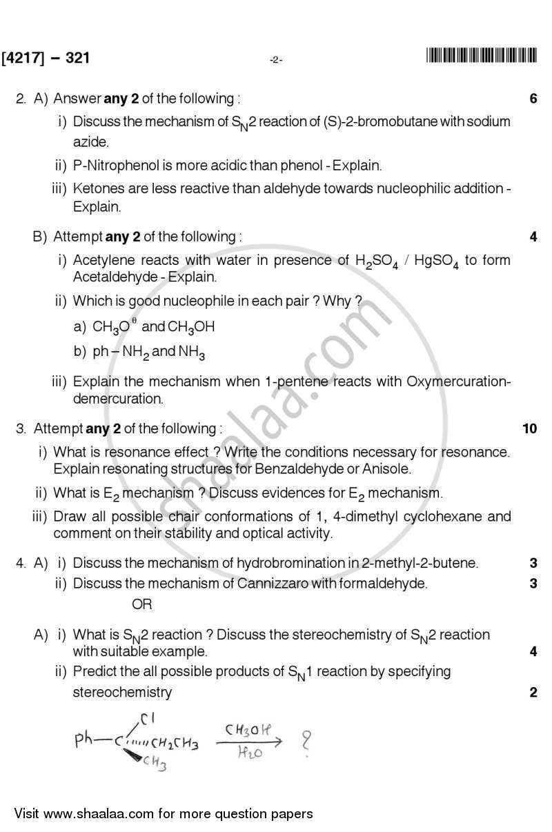Organic Chemistry 2012-2013 - B.Sc. - Semester 5 (TYBSc) - University of Pune question paper with PDF download