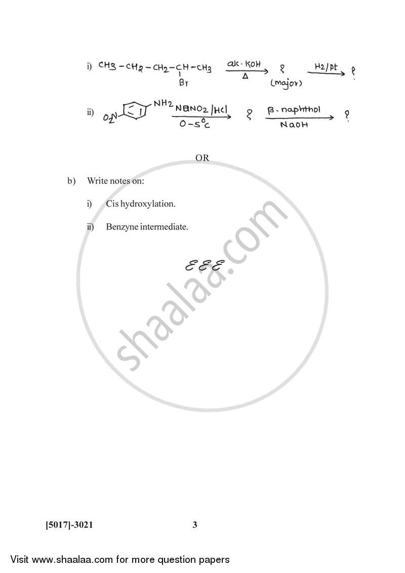 Organic Chemistry 2016-2017 - B.Sc. - Semester 5 (TYBSc) - University of Pune question paper with PDF download