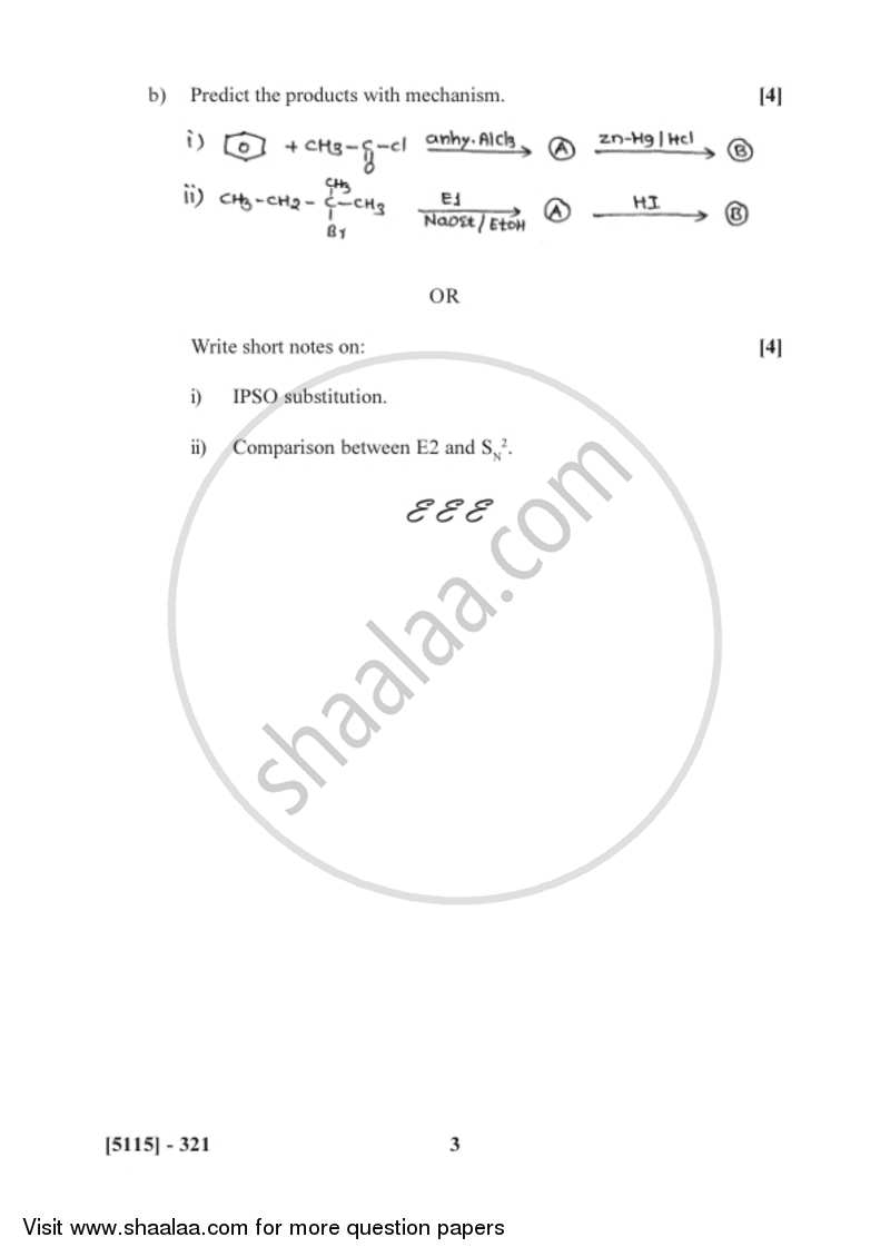 Organic Chemistry 2016-2017 - B.Sc. - Semester 5 (TYBSc) - University of Pune question paper with PDF download