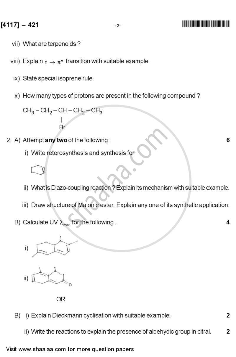 Organic Chemistry 2012-2013 - B.Sc. - Semester 6 (TYBSc) - University of Pune question paper with PDF download