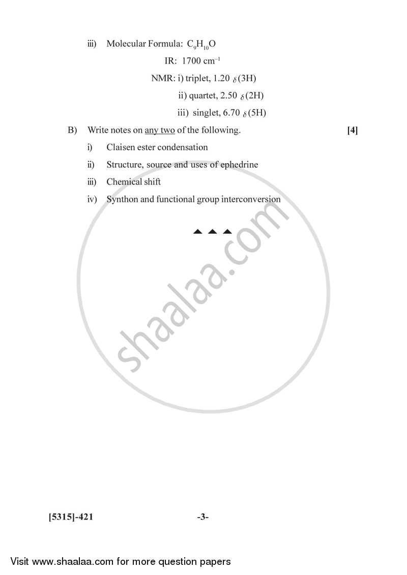 Organic Chemistry 2017-2018 - B.Sc. - Semester 6 (TYBSc) - University of Pune question paper with PDF download