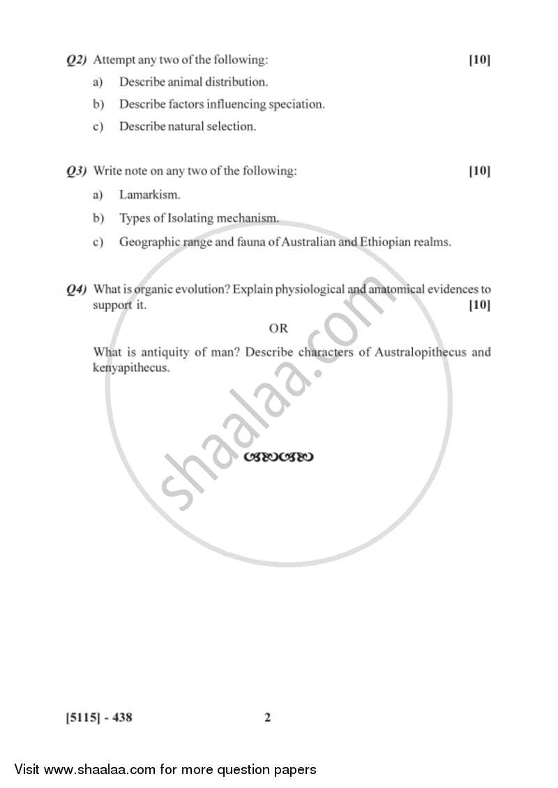 Organic Evolution 2016-2017 - B.Sc. - Semester 6 (TYBSc) - University of Pune question paper with PDF download