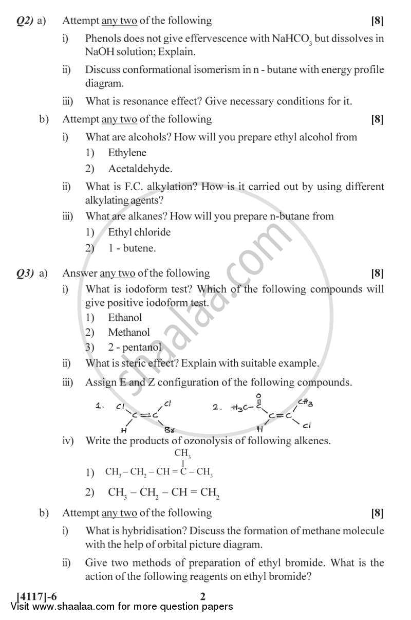 Organic and Inorganic Chemistry 2012-2013 - B.Sc. - Semester 2 (FYBSc) - University of Pune question paper with PDF download