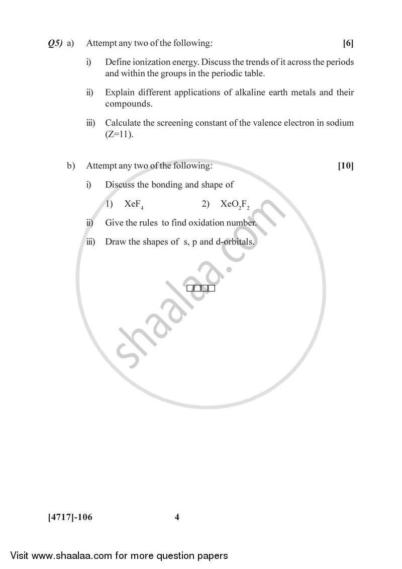 Organic and Inorganic Chemistry 2014-2015 - B.Sc. - Semester 2 (FYBSc) - University of Pune question paper with PDF download