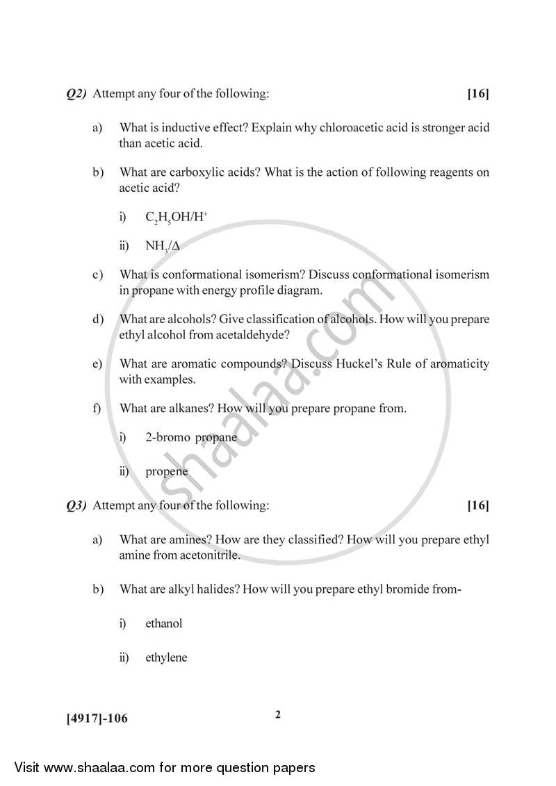 Organic and Inorganic Chemistry 2015-2016 - B.Sc. - Semester 2 (FYBSc) - University of Pune question paper with PDF download