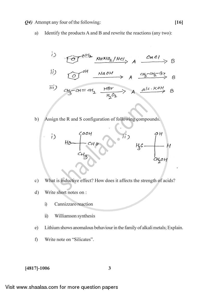 Organic and Inorganic Chemistry 2015-2016 - B.Sc. - Semester 2 (FYBSc) - University of Pune question paper with PDF download