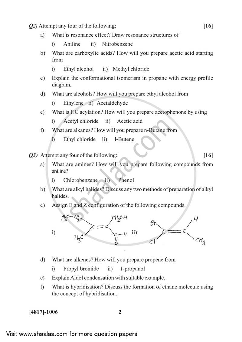 Organic and Inorganic Chemistry 2015-2016 - B.Sc. - Semester 2 (FYBSc) - University of Pune question paper with PDF download