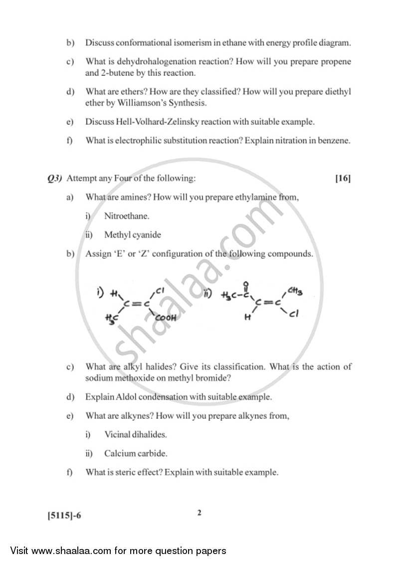 Organic and Inorganic Chemistry 2016-2017 - B.Sc. - Semester 2 (FYBSc) - University of Pune question paper with PDF download