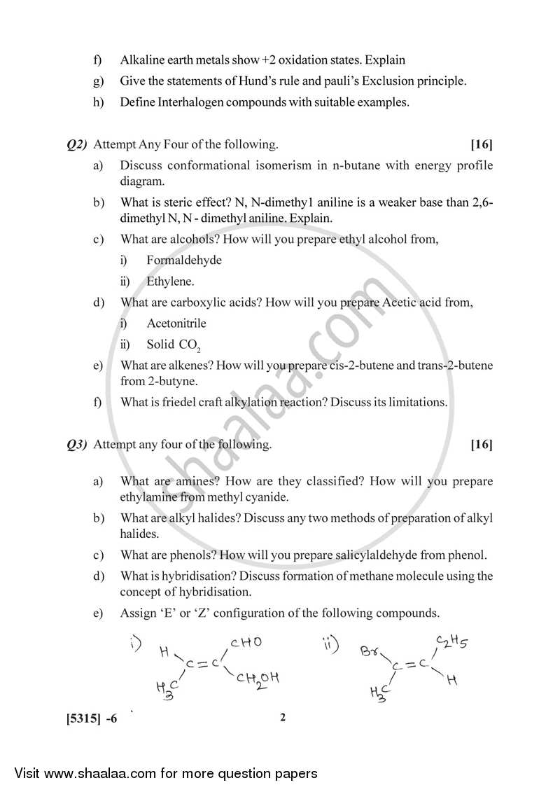 Organic and Inorganic Chemistry 2017-2018 - B.Sc. - Semester 2 (FYBSc) - University of Pune question paper with PDF download