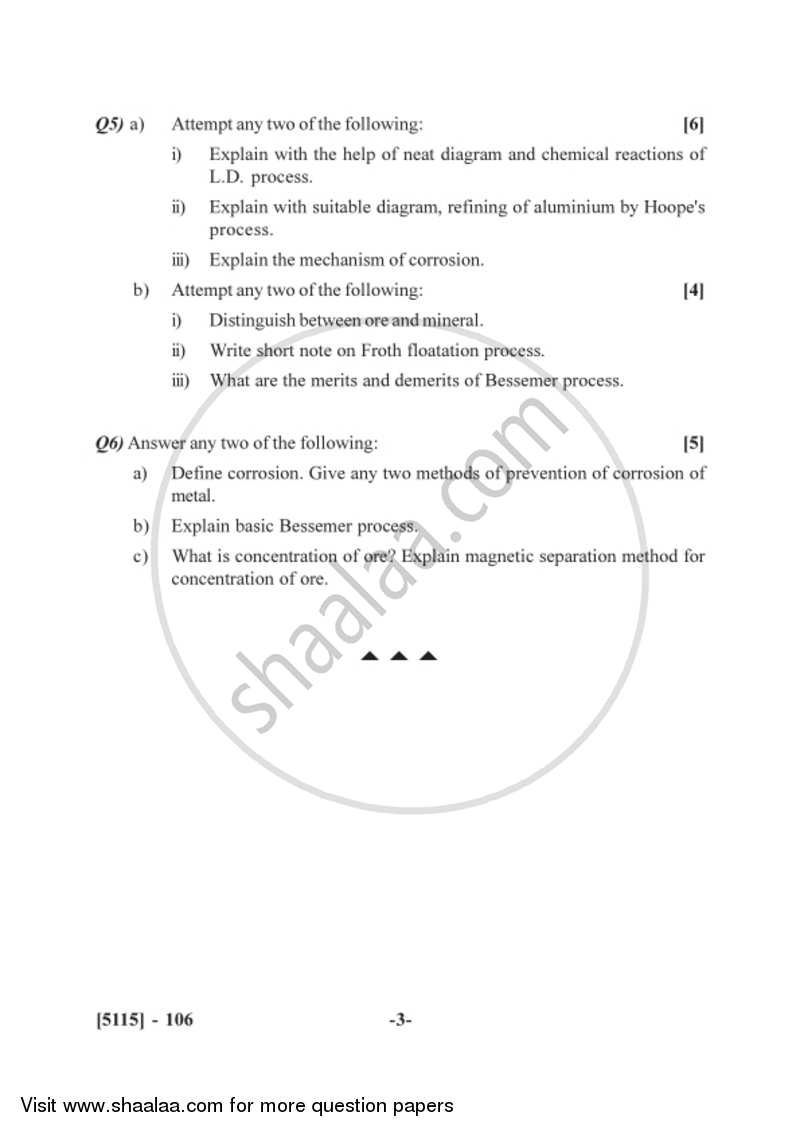 Organic and Inorganic Chemistry 2016-2017 - B.Sc. - Semester 3 (SYBSc) - University of Pune question paper with PDF download
