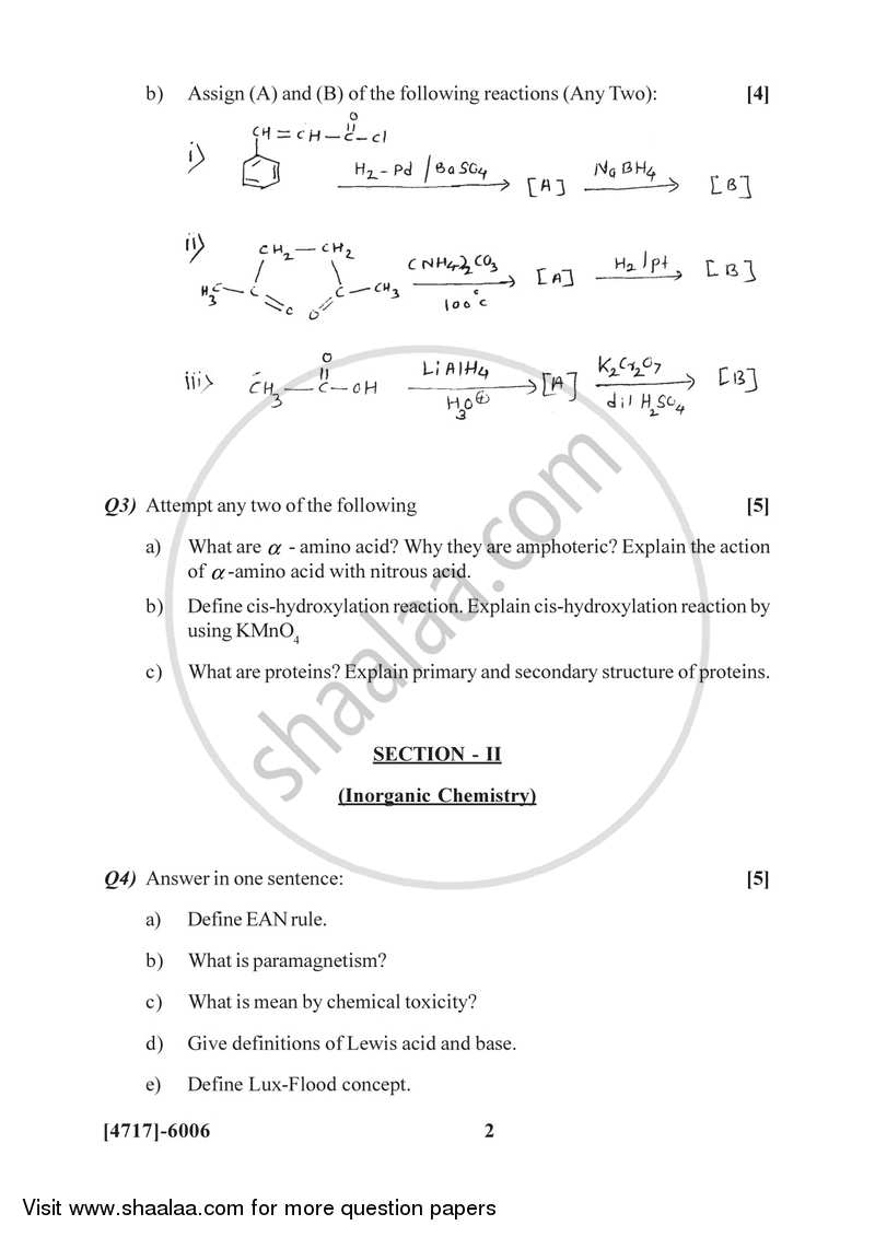 Organic and Inorganic Chemistry 2014-2015 - B.Sc. - Semester 4 (SYBSc) - University of Pune question paper with PDF download