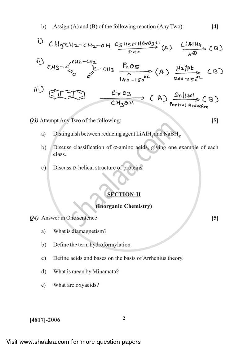 Organic and Inorganic Chemistry 2015-2016 - B.Sc. - Semester 4 (SYBSc) - University of Pune question paper with PDF download
