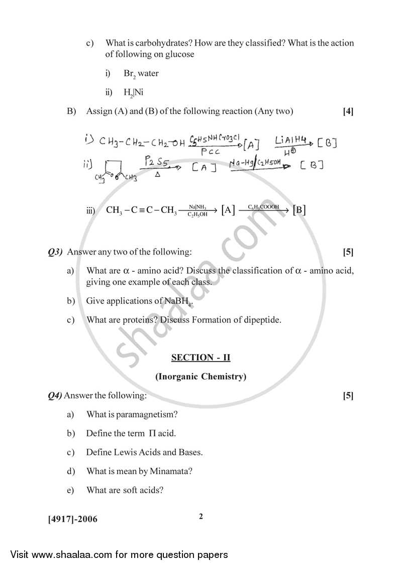 Organic and Inorganic Chemistry 2015-2016 - B.Sc. - Semester 4 (SYBSc) - University of Pune question paper with PDF download
