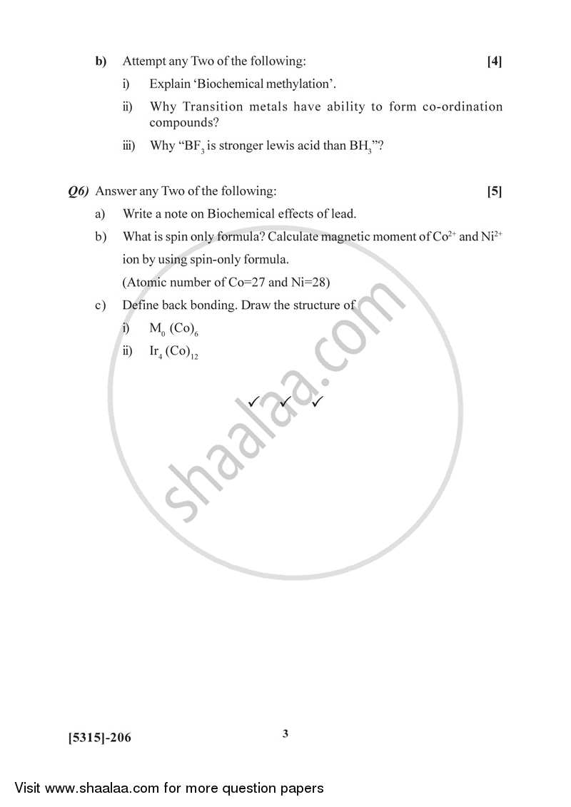 Organic and Inorganic Chemistry 2017-2018 - B.Sc. - Semester 4 (SYBSc) - University of Pune question paper with PDF download
