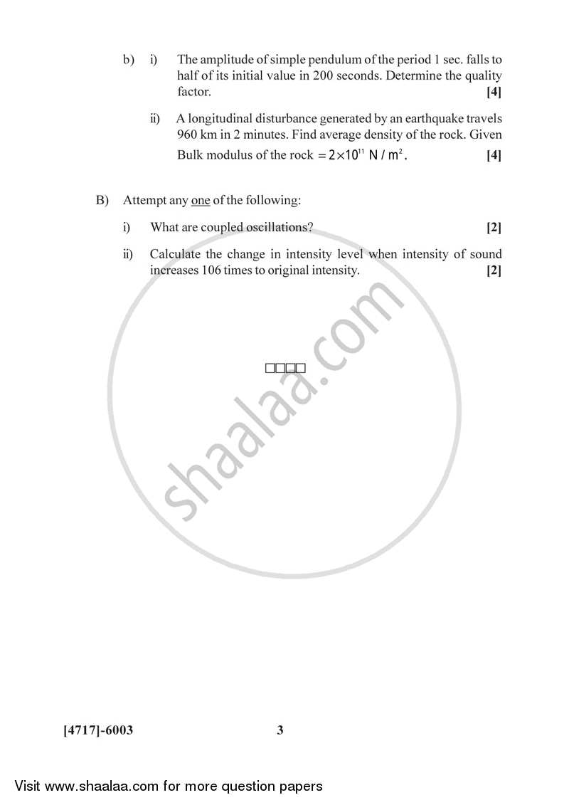 Oscillations, Waves and Sound 2014-2015 - B.Sc. - Semester 4 (SYBSc) - University of Pune question paper with PDF download