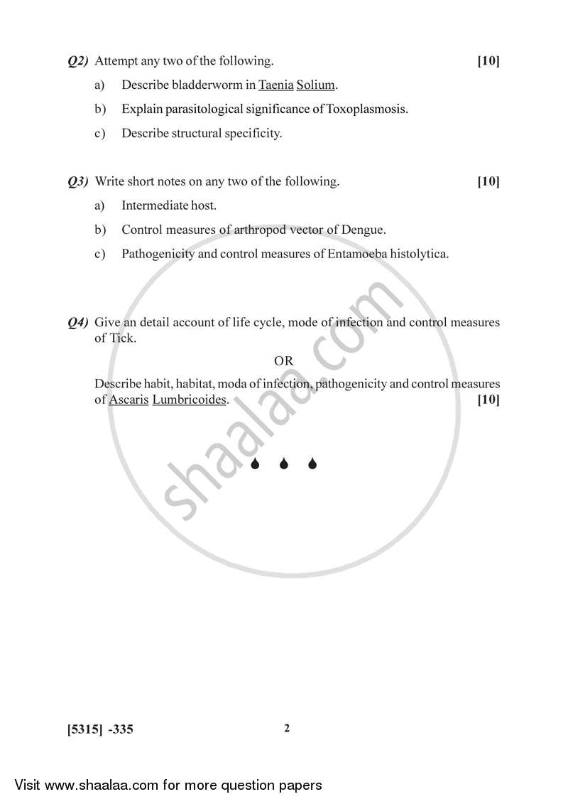 Parasitology 2017-2018 - B.Sc. - Semester 5 (TYBSc) - University of Pune question paper with PDF download