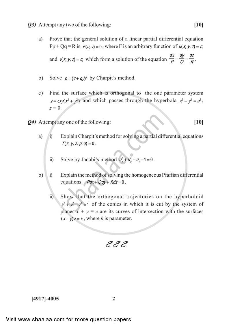 Partial Differential Equations 2015-2016 - B.Sc. - Semester 6 (TYBSc) - University of Pune question paper with PDF download