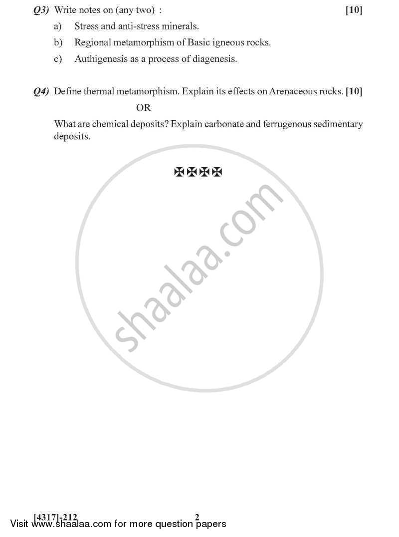 Petrology 2013-2014 - B.Sc. - Semester 4 (SYBSc) - University of Pune question paper with PDF download